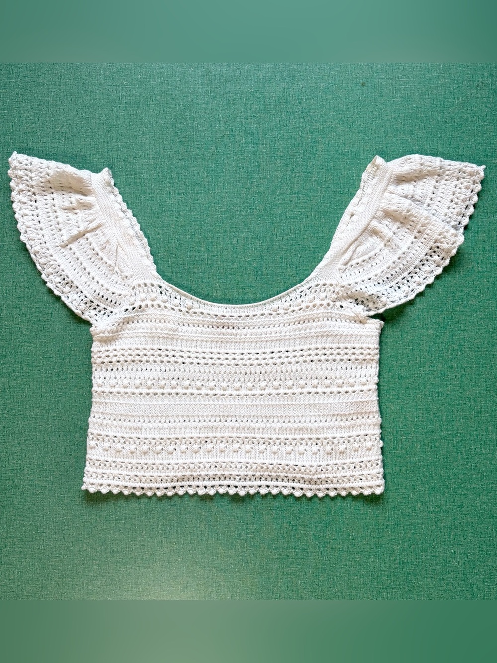 Sincerely Jules Crochet Cropped White Blouse Size M